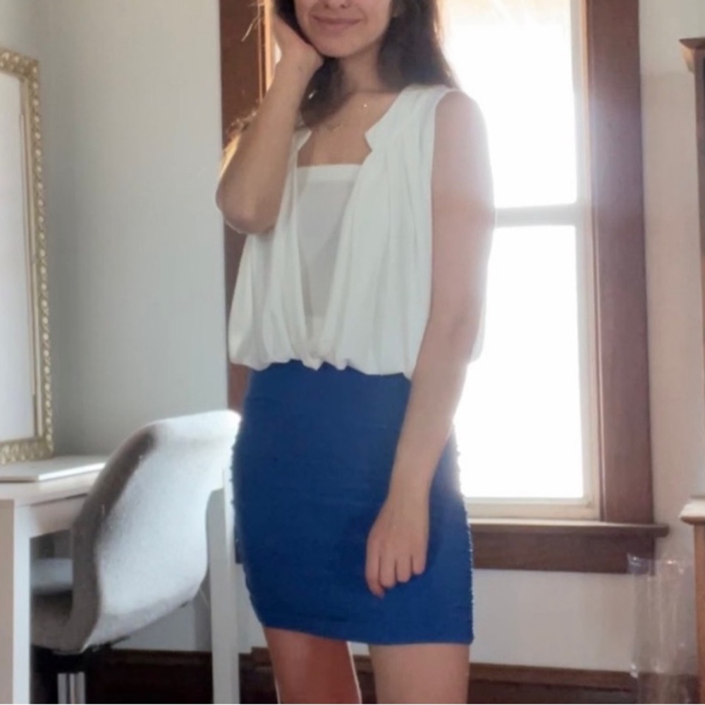 Blue And White Mini Dress